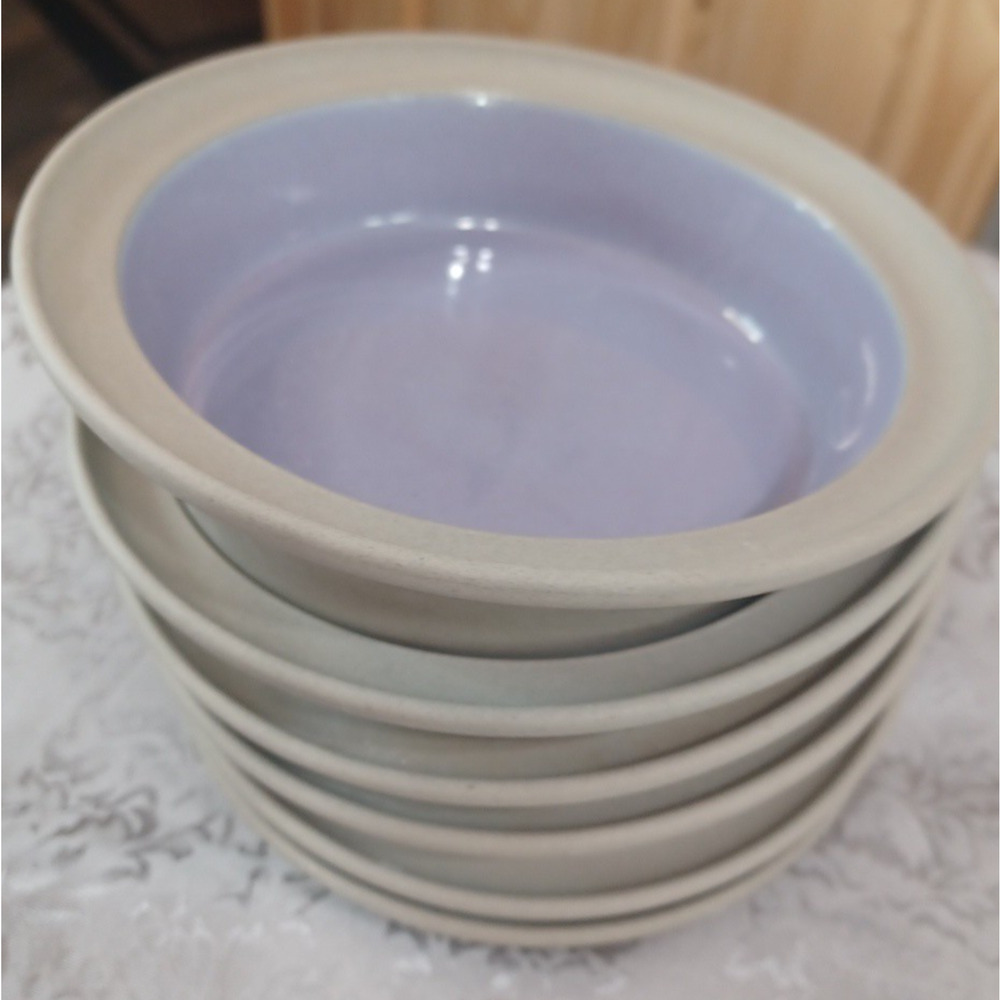 Ethnic Originals 6 Japan Purple Gray Heavy Ceramic Soup Bowls 7" x 2" Set - Picture 12 of 14